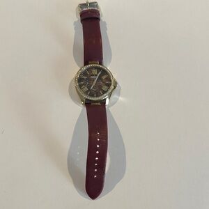 Fossil Maroon Leather Strap Watch